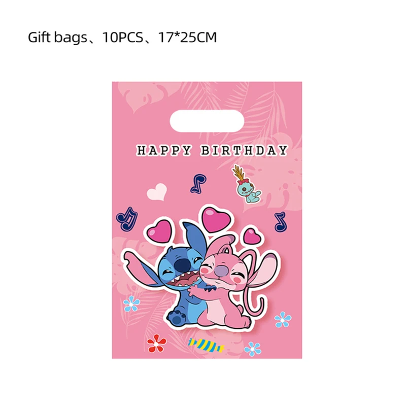 Disney Pink Stitch Birthday Party Decorations Girl Disposable Tableware Balloon Cake Topper Tablecloths Supplies Baby Shower