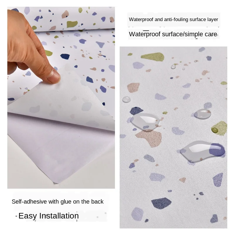 UAWESO Terrazzo-papel tapiz autoadhesivo impermeable de PVC para sala de estar, dormitorio de niños, decoración del hogar, vinilo, pegatina para