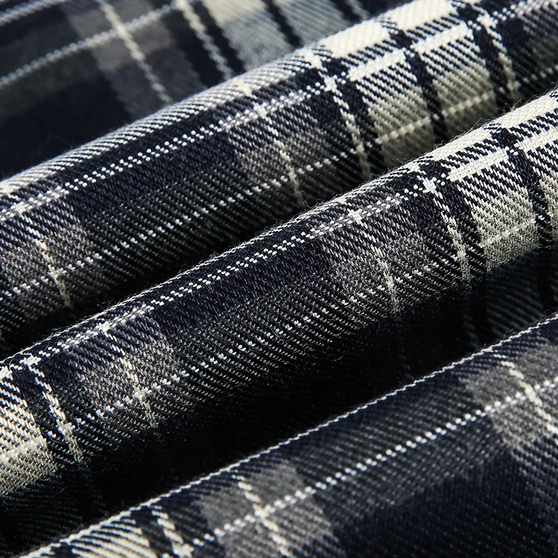 Men clothing 2025 casual plaid shirt retro embroidery pattern letter long sleeve shirt streetwear turn-down collar dress shirt