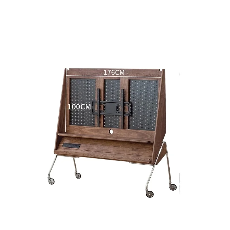 

Retro solid wood removable TV cabinet, black walnut bedroom TV bracket, medium and ancient home mobile