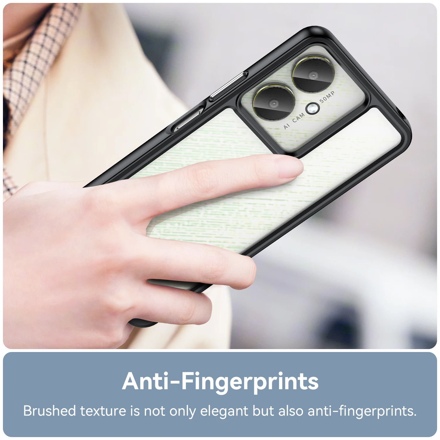 Para Xiaomi Redmi 13C Funda transparente Redmi 13C Funda Coque duro translúcido parachoques trasero Redmi 13C