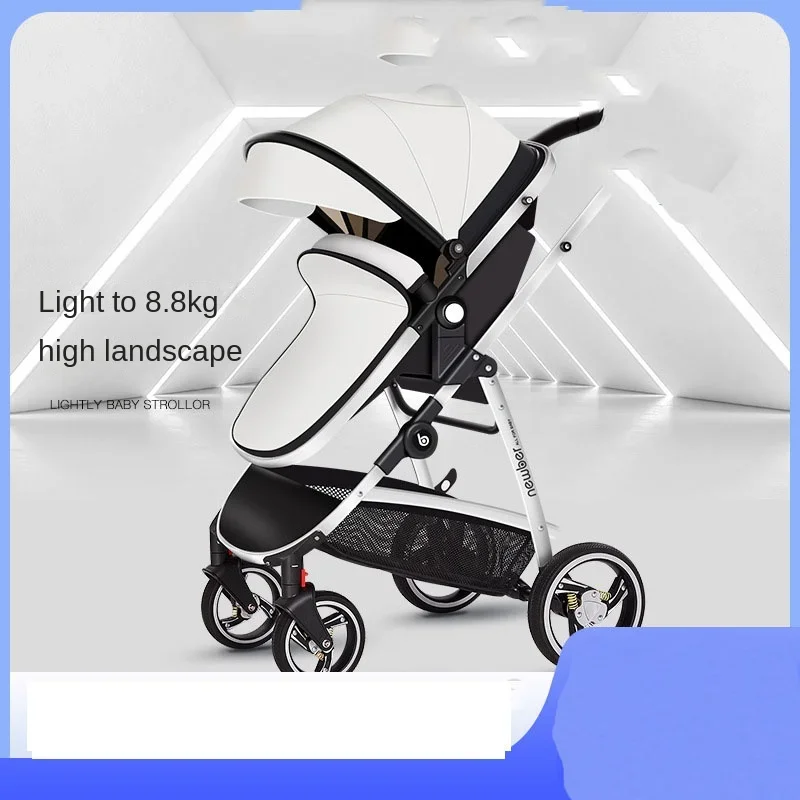 Four-wheeled Baby Stroller Can Sit or Lie Down Multifunctional Newborn Baby Two-way Swivel Seat Shock Absorption Stroller