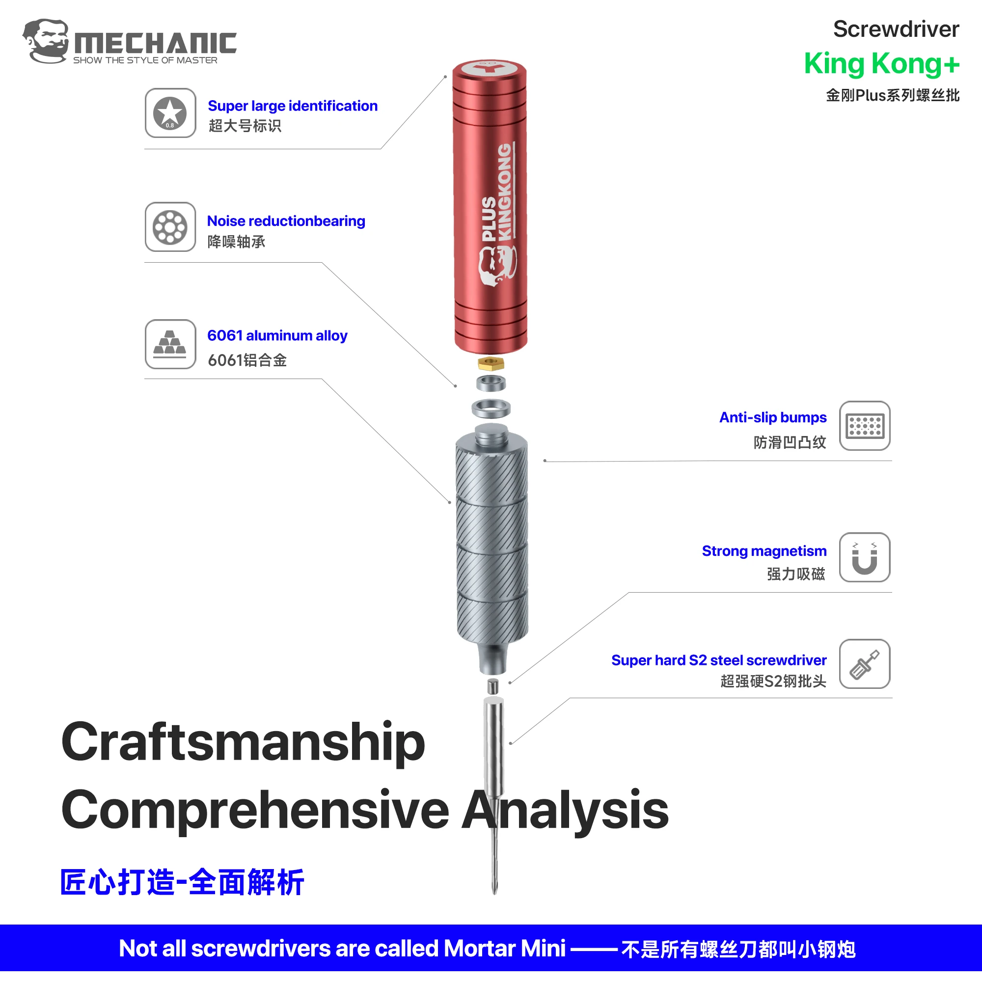 6Pcs Mechanic KING KONG+ High Hardness Screwdriver Cross Y-Shaped Torx Suitable for Mobile Phone and Watch Repair Opening Tool