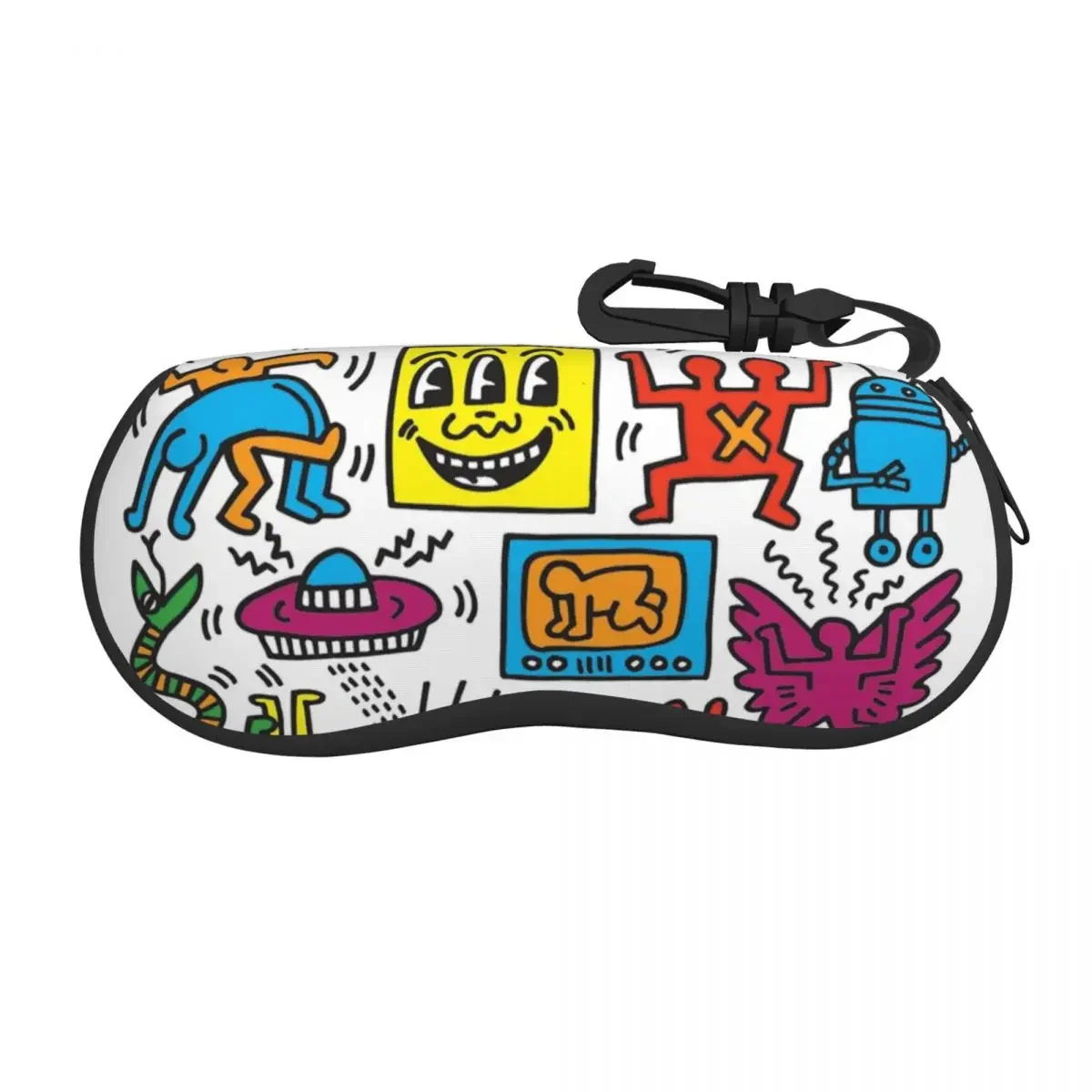 Haring Abstract Smile Sunglasses Soft Case Neoprene Zipper Graffiti Paintings Art Shell Eyeglass Case Protective Box For Glasses