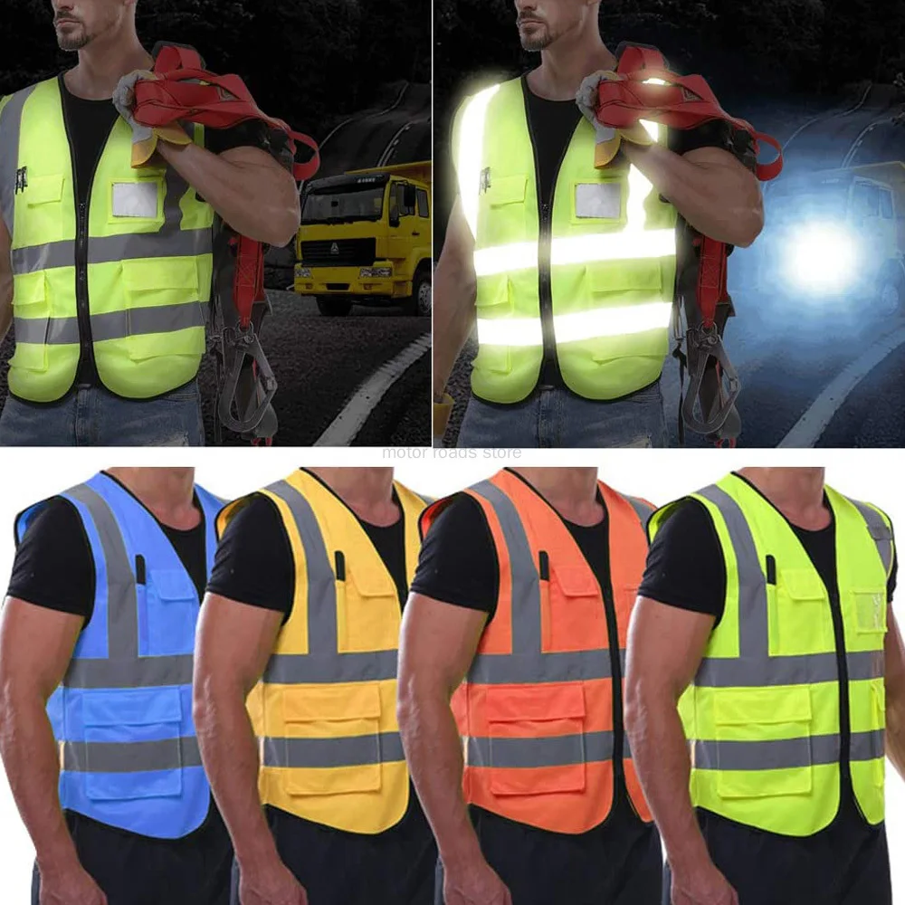 Safety Vest with Reflective Strips For Engineer Construction Custom Your Logo Hi Vis 5 Pockets Outdoor Work Vest For Women