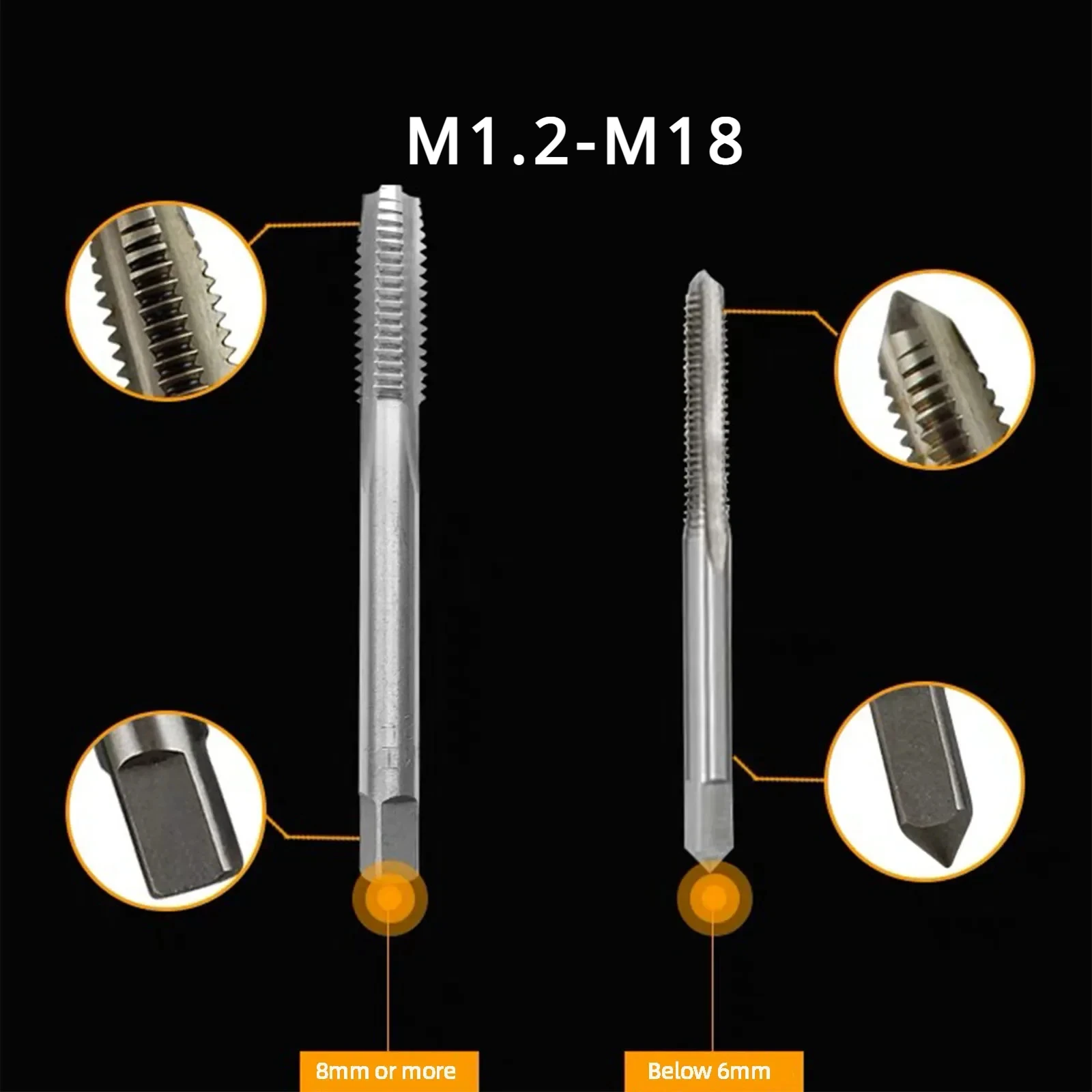 M1.2-M18 HSS Tap Machine Straight Groove CNC Tools Metal Processing Cutting Tool Fine Tooth Drill Bit Tapping Metric 1mm 2mm 3mm