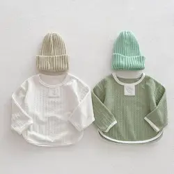 Autunno nuovo bambino magliette a maniche lunghe cotone neonata solido Casual Pullover bambino Versatile Bottoming camicie abbigliamento per bambini