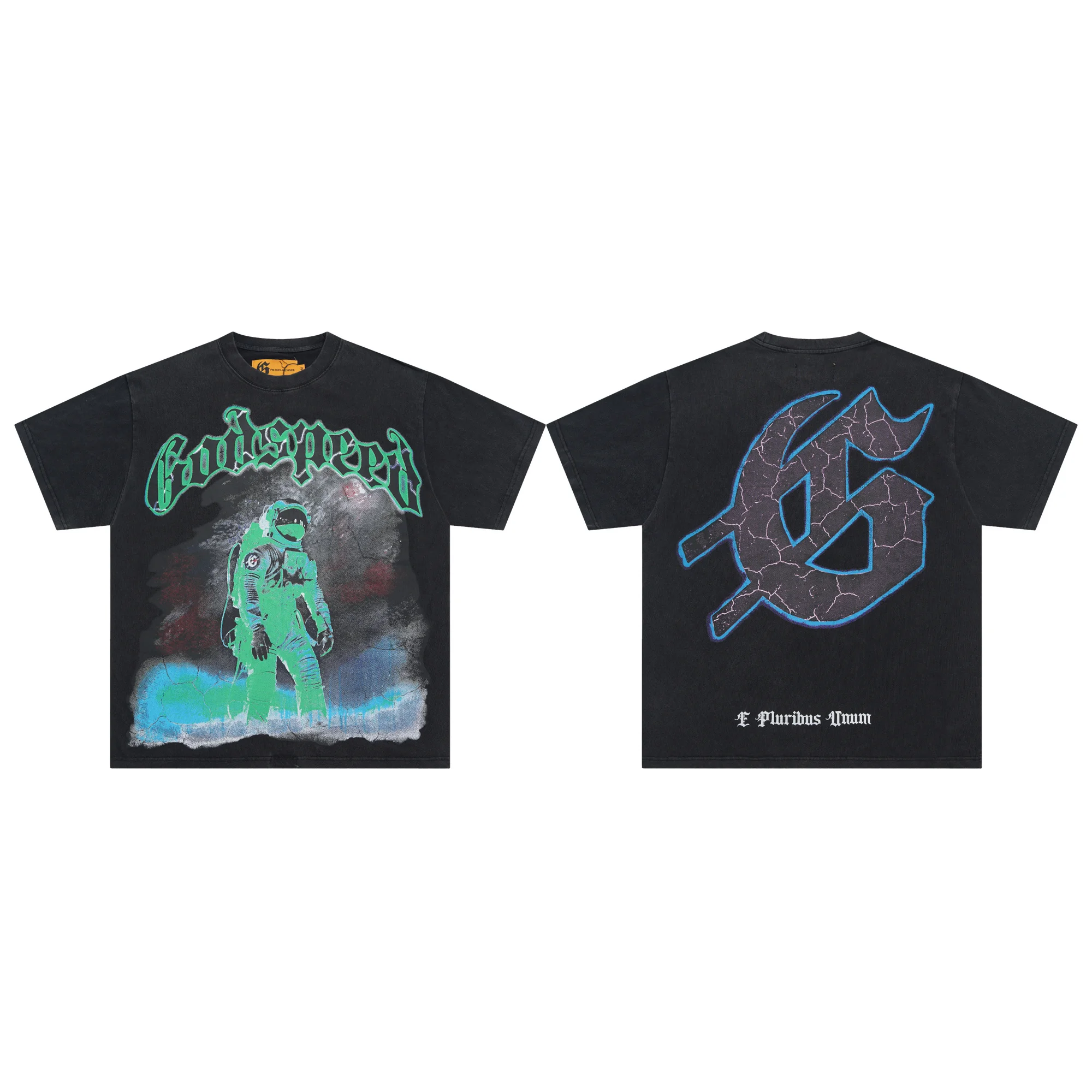 

Мужская хлопковая футболка Godspeed Skeleton American Hip Hop High Street круглого цвета Ne ort Sve ex Summer Faion Streetwear