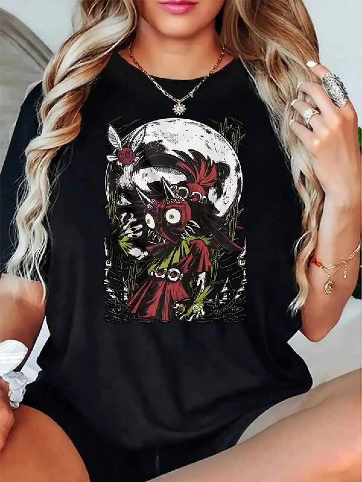 T Shirt Print ,Graphic-Cotton Tees Size Plus,Majoras Mask T-Shirt The Of Zelda Graphic Print Anime Gift Shirt All Size,With Shirt,Summer Tops,Shirt Suitable