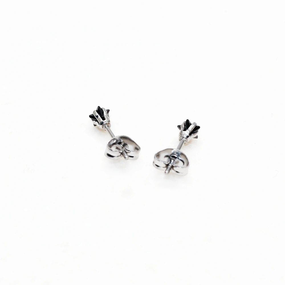 Black Star Shape 4mm AAA Zircons Stud Earrings With Stianless Steel Needle Brief Jewelry  No Allergy