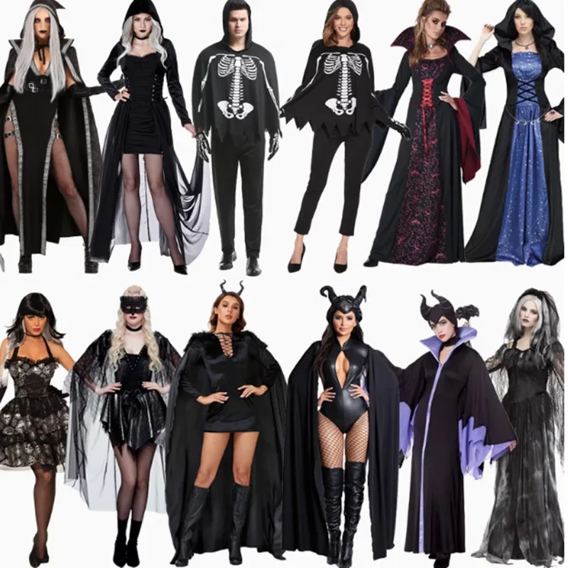 loween Cosplay Maledizione Strega Pagliaccio Scheletro Angelo Uomini adulti Donne Stage Par Gioco di ruolo Costume Fibra di poliestere
