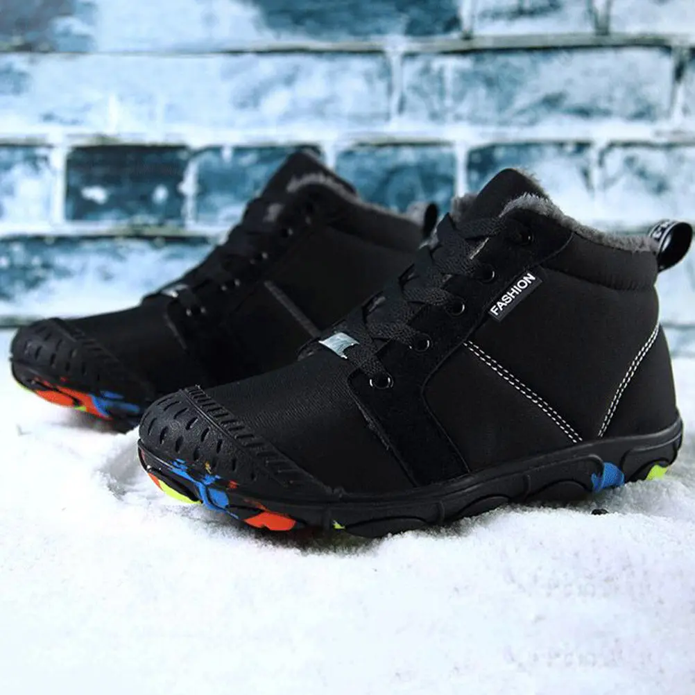 

Kids Snow Boots Winter Warm Cotton-Padded Outdoor Shoes Anti-Slip Rubber Sole Thickened Protection for Icy Ground Black Size 36