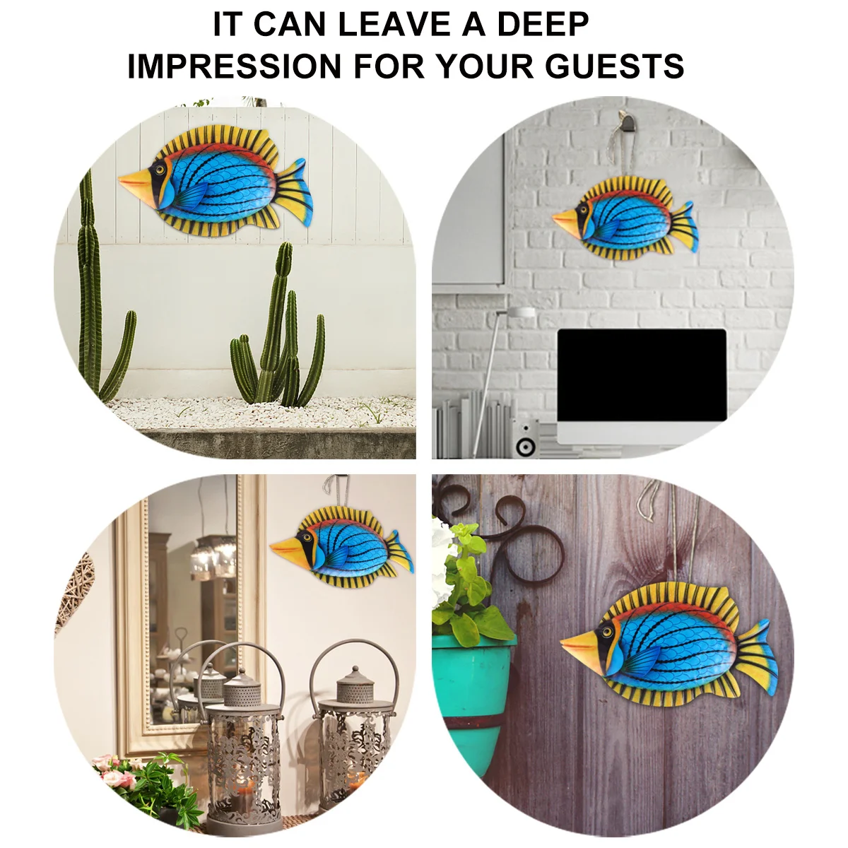 

Hanging Fish Wall Art Metal Iron Fish Decor for Garden Yard Living Room Bedroom Office Ocean Theme Wall Decoration Unique Gift