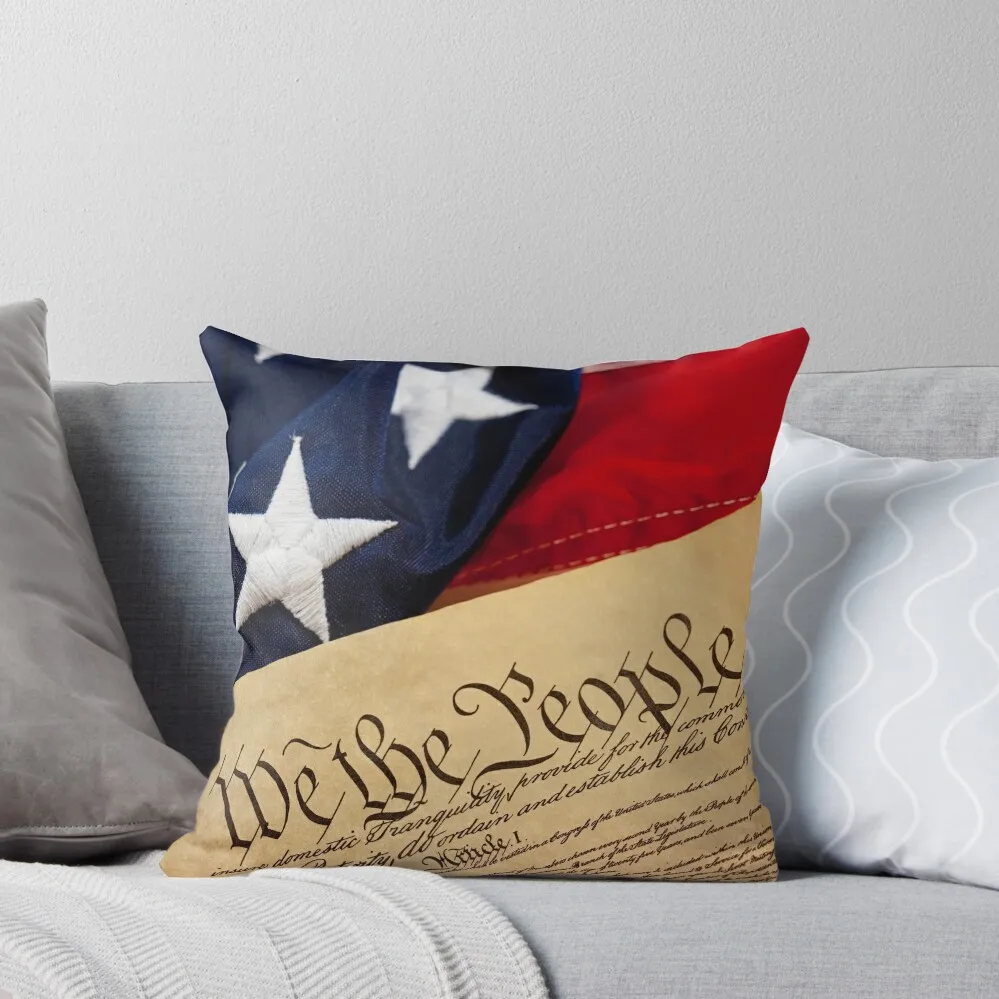 

Constitution: Overhead View of USA Constitution and Flag Throw Pillow Sofa Cushions Cover Pillowcases For Pillows pillow