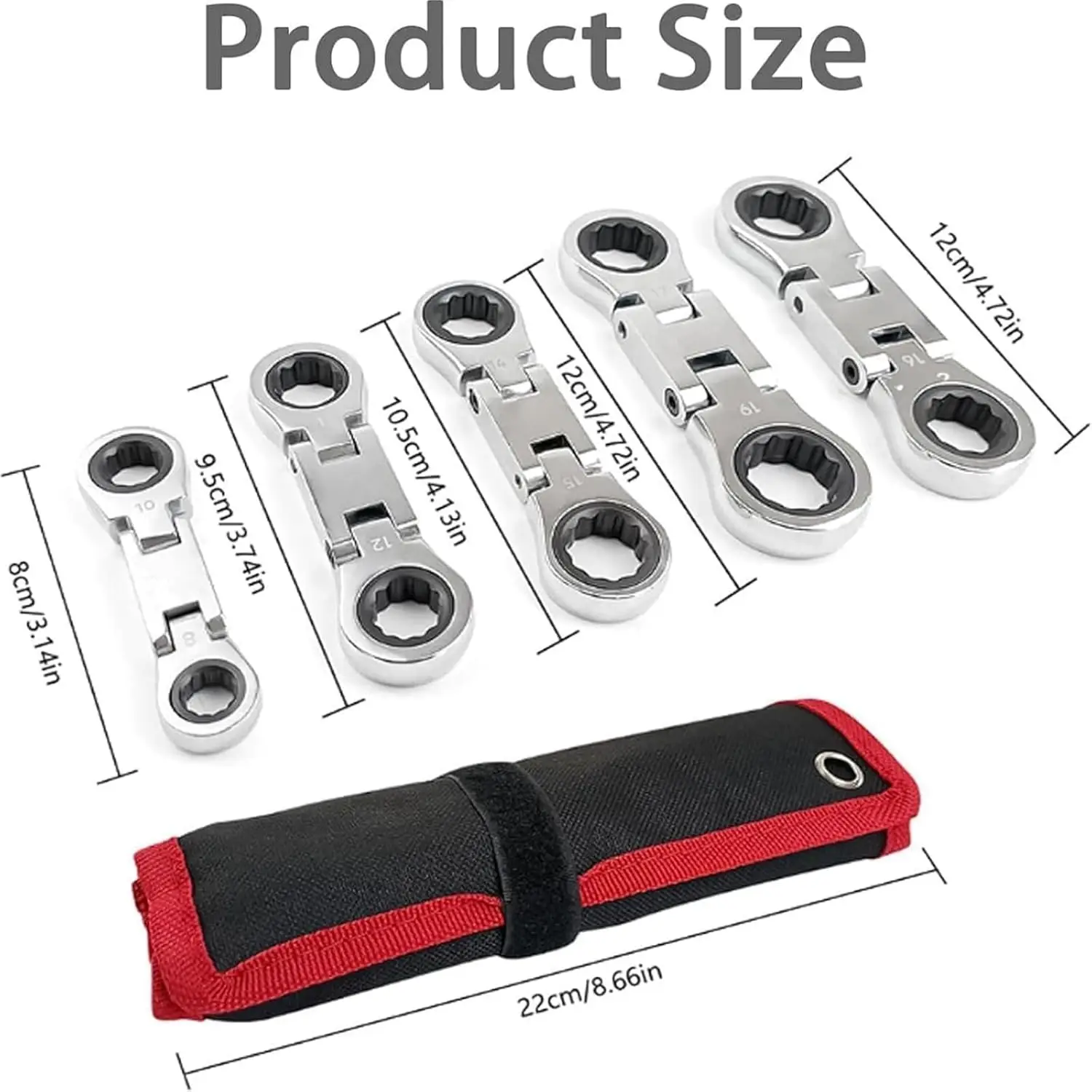 ​Dual-Drive Ratchet​,​5 Pack Stubby Wrenches Set​,​3/4“ Inch Retractable Ratchets Wrenches Set for Narrow Spaces