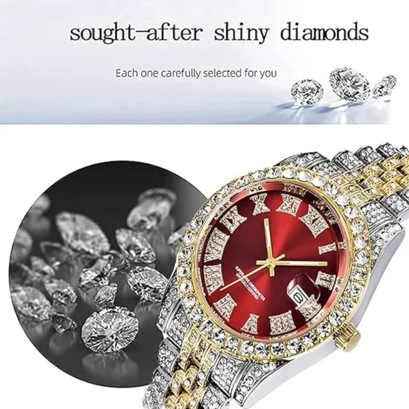 new trendy mens man gold bling bling zircon hip-hop full icy diamond quartz iced out watches