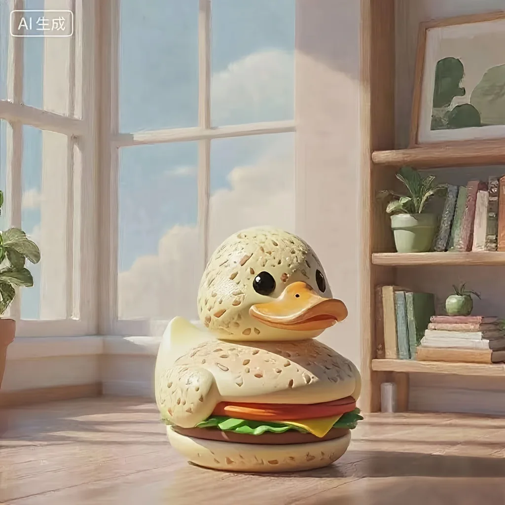 New Products Creative Burger Duck Home Furnishing Desktop Resin Ornament Crafts Ornaments Gifts Collectibles