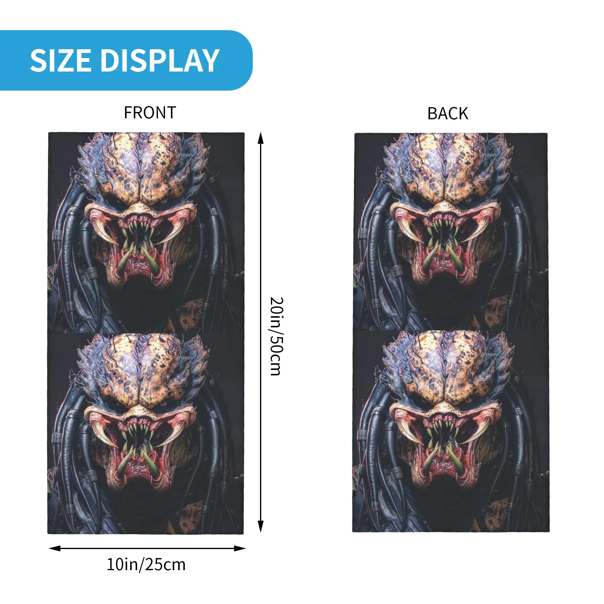 Predator Smile Horror Xenomorph Alien Monster Bandana Neck Gaiter Printed Face Scarf Face Mask Riding For Men Women Windproof