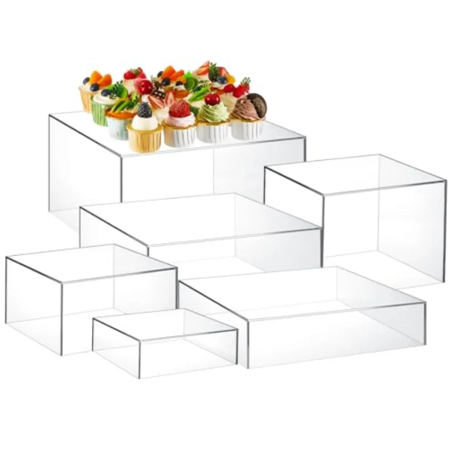 

6 Pcs Large Buffet Risers 6 to 11 Inch Catering Dessert Table Risers Food Decorative Stands with hollow bottom for Catering Sup