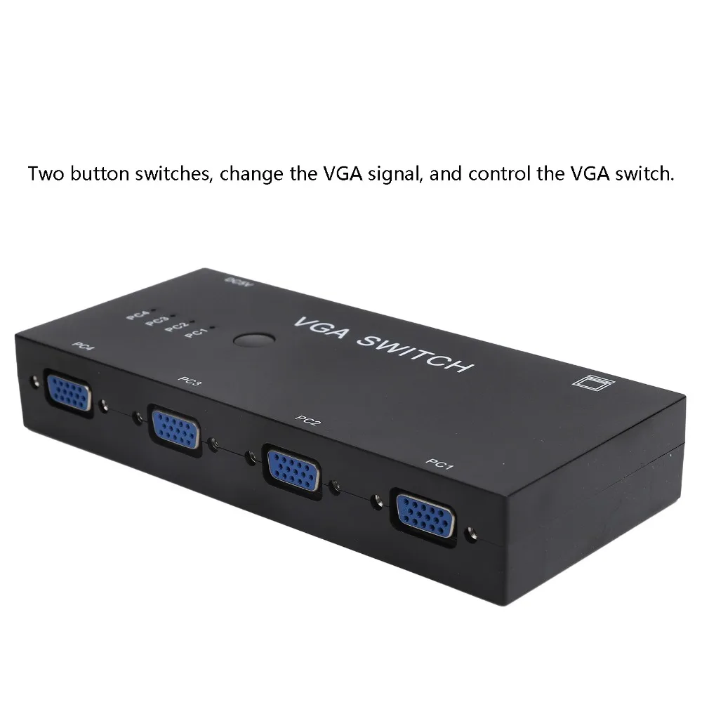 Easy To Use 4 in 1 Out VGA Switcher 1920@1080P Plug and Play Video Converter HD Video Sharer for VGA/XVGA/SVGA/UXGA External VGA