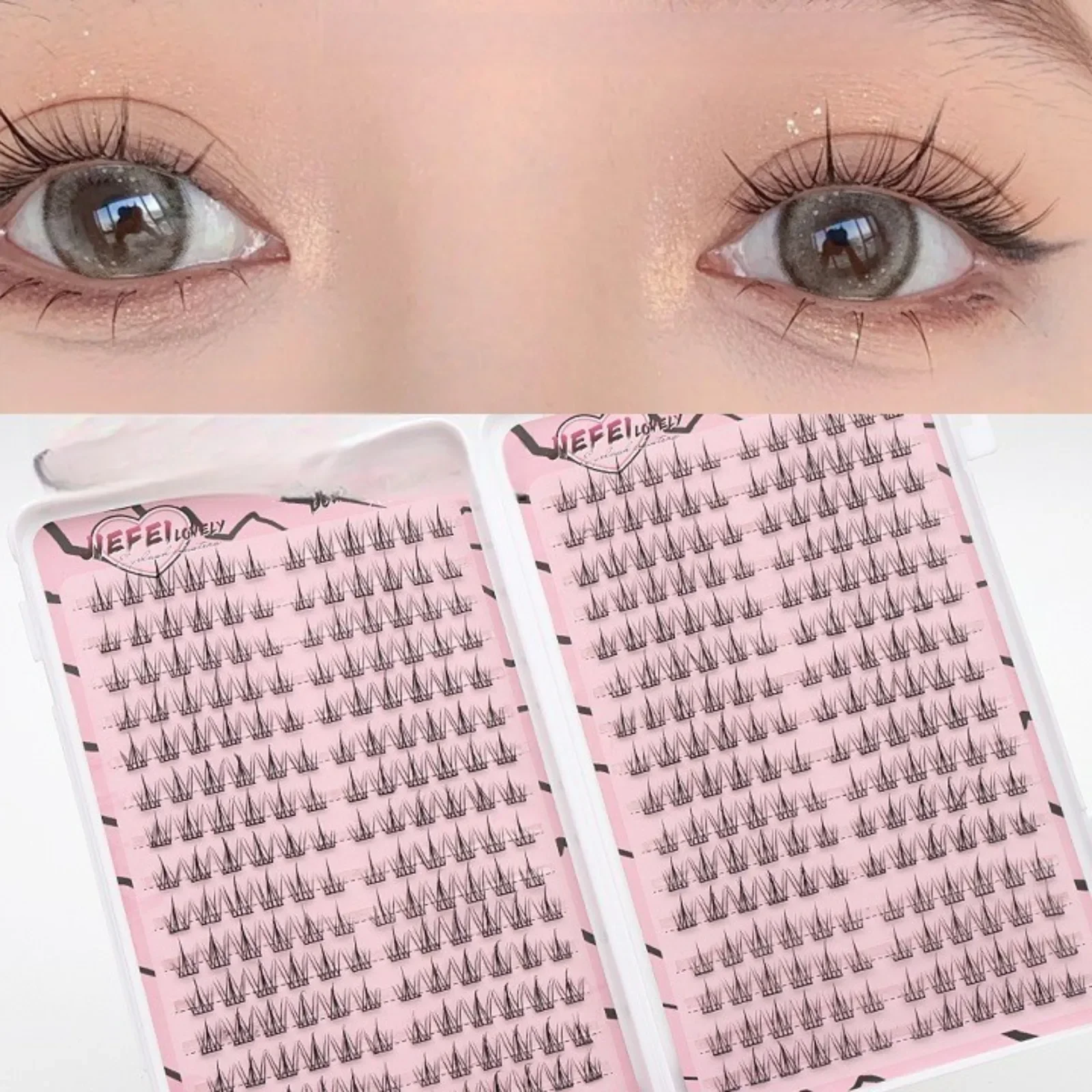 384 Sunflower DIY Eyelash Extension Kit - Large Capacity, Natural C-Shape Cluster 9-11mm, Lightweight Cartoon Style