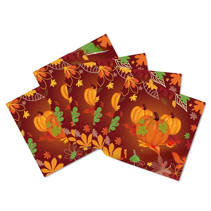 10 Sheets Thanksgiving Autumn Napkins Party Tableware Decoration Maple Pumpkin Disposable Tissue Paper Home Decorations