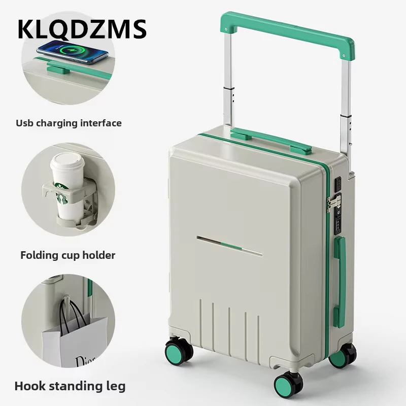 KLQDZMS Cabinekoffer 20 inch Multifunctionele instapdoos 24 "ABS + PC Trolleykoffer USB Opladen Universele wielbagage