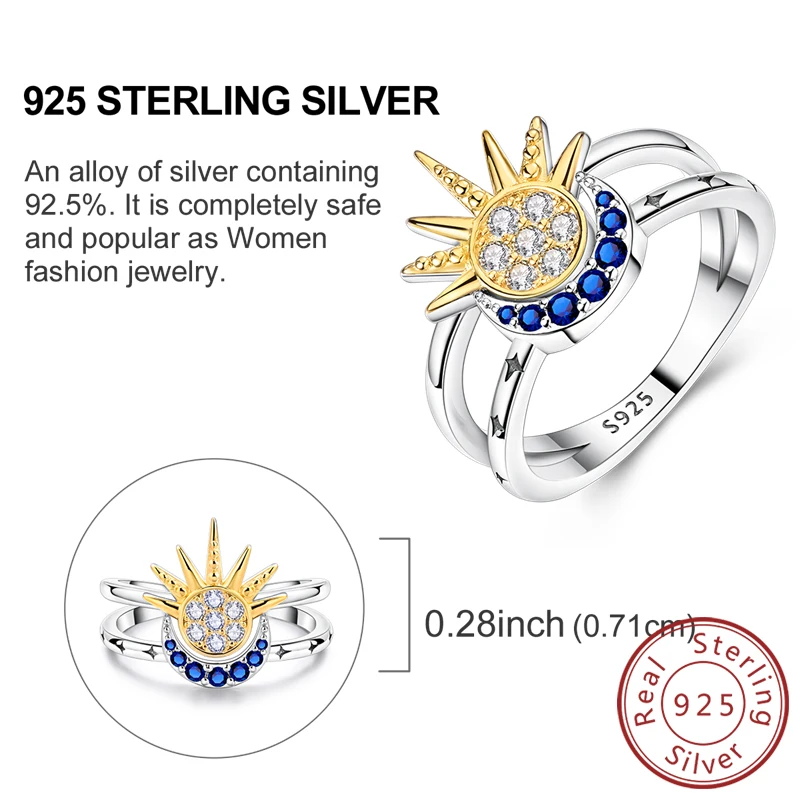 Women's 925 Sterling Silver Retro Heart Bow Star Ring