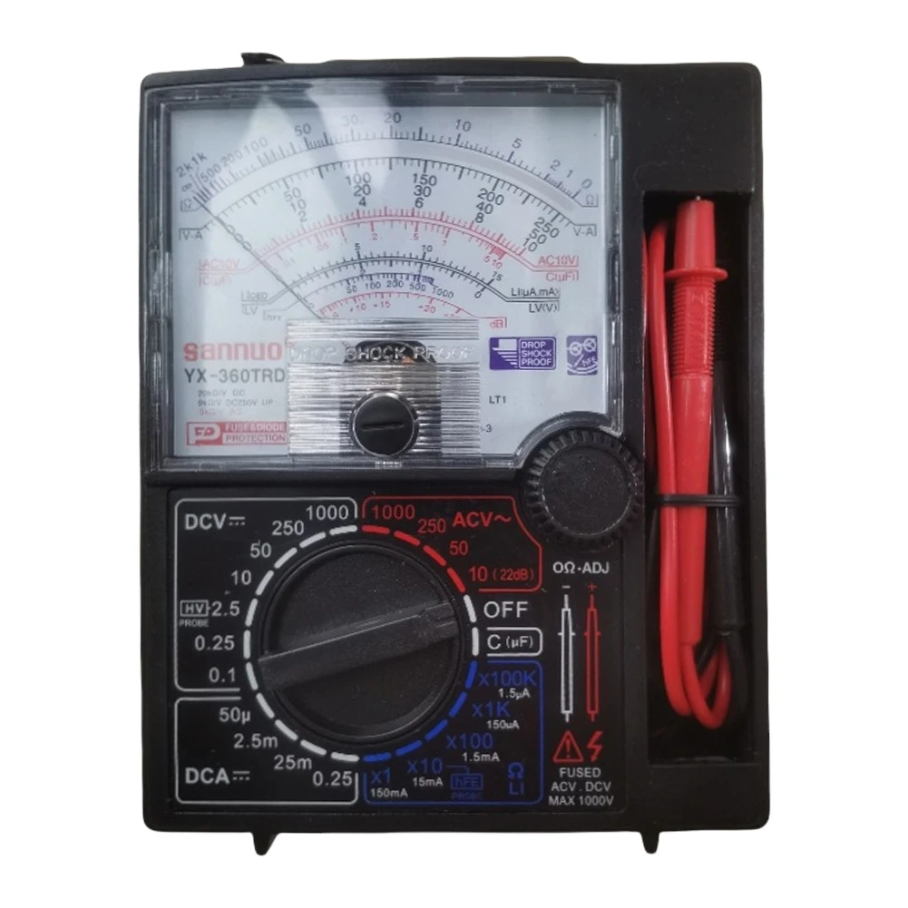 Analog Multitester with Buzzer Test Pen Handheld Pointer Analog Meter DC 1000V Multi-Function AC DC Volt Ohm Current Test Meter