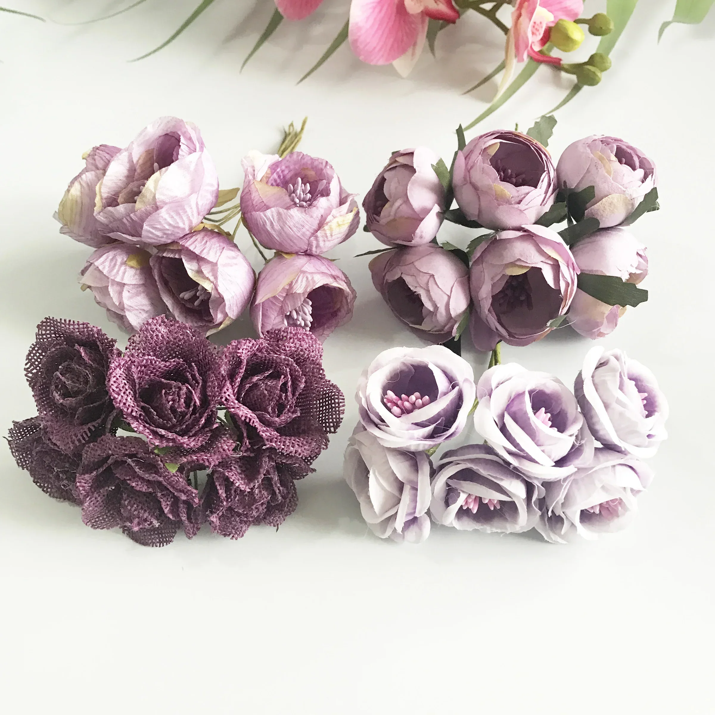 6/8/10/12/50/70/90pcs Mix Purple Flower Cherry Stamen Berries Bundle DIY Christmas Wedding Cake Gift Box Wreaths Decor