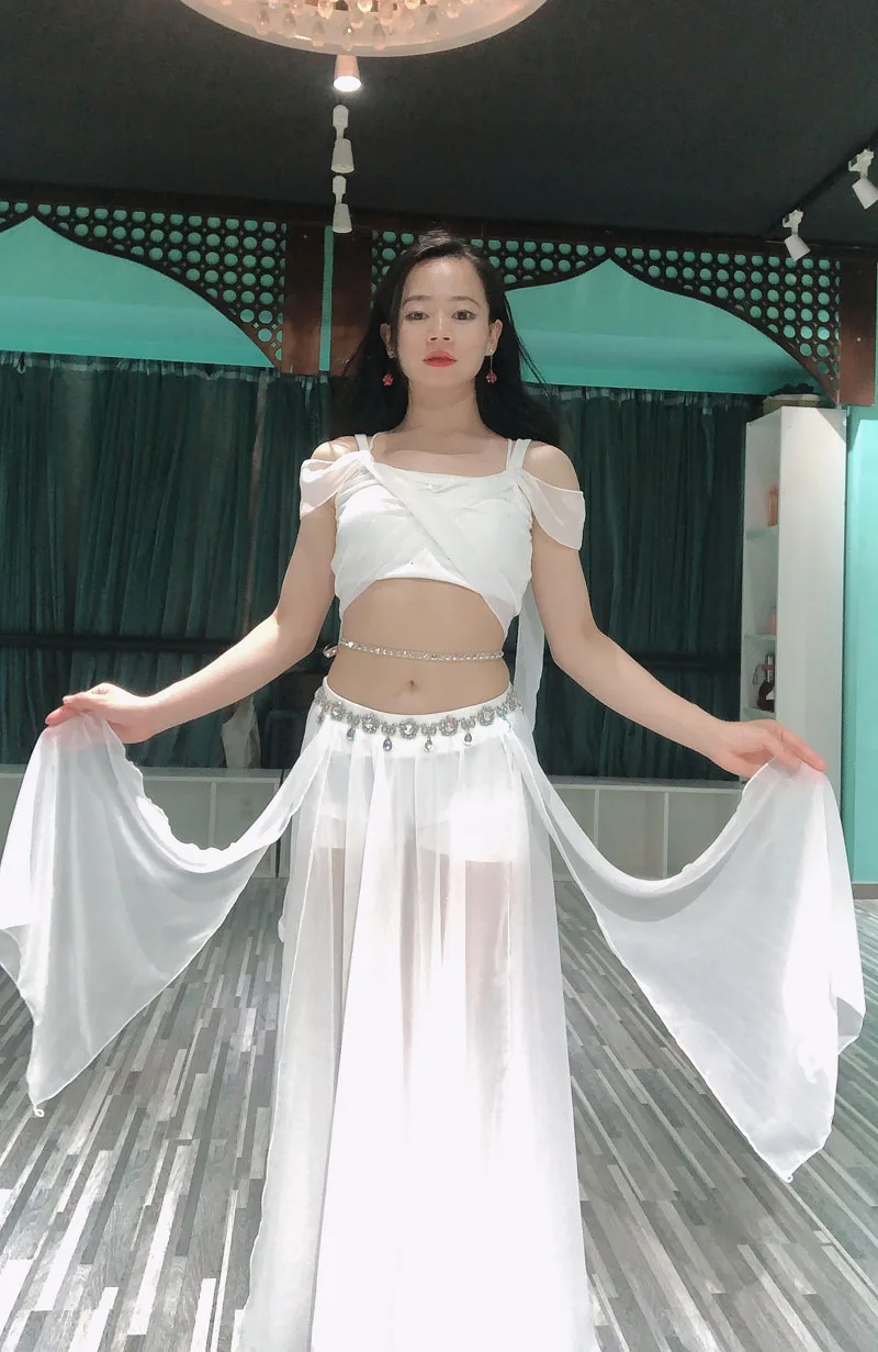 Bellydance Costume Luxory Women Belly Dance Chiffon Sleevless Top+