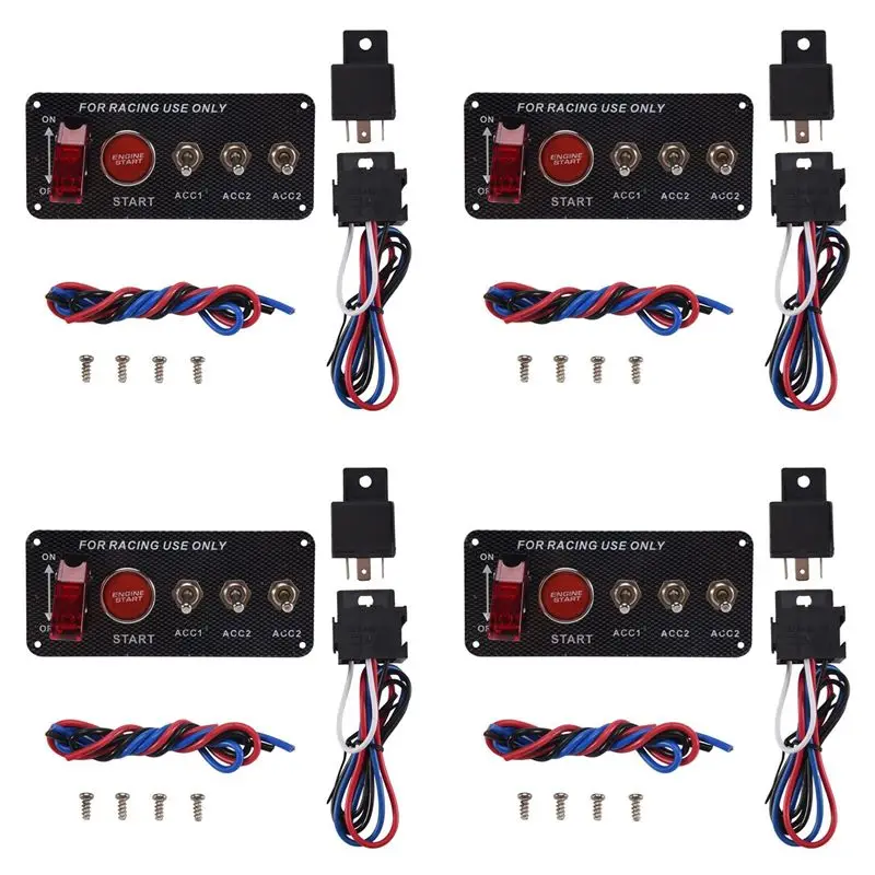 

4X 12V Car Ignition Switch Engine Start Push Button 3 Toggle Racing Panel-X59A