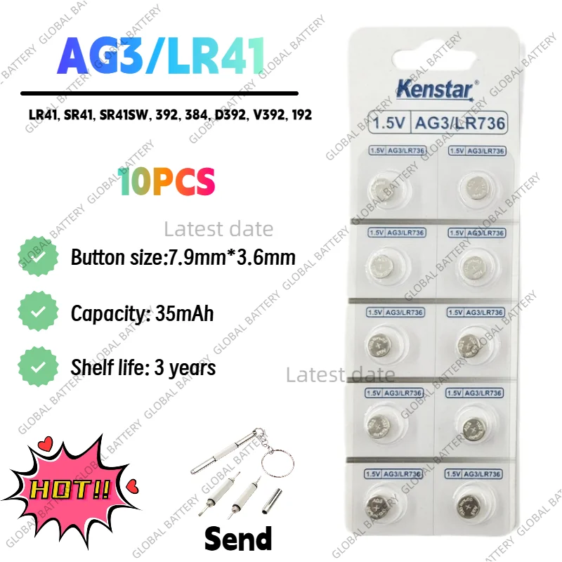 

10pcs AG13 LR44 AG10 LR1130 AG3 LR41 1.5V Alkaline Button Battery Mixed Model High Power Battery for Electronic Devices