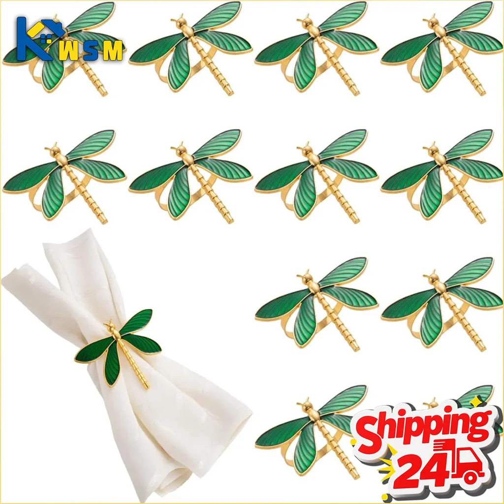 1-20PCS Napkin Rings Dragonfly Shaped Elegant Shiny Table Decor Accessories for Wedding Banquet Hotel Party Dining Celebrations