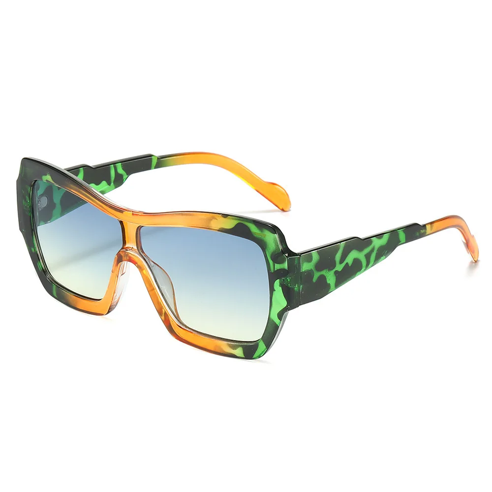 

Luxury Retro Square Color Blocked Large Frame Women Sunglasses Gradient Lenses Chic Leopard Print Frames Men Sun Glasses UV400