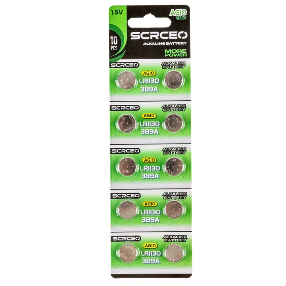 Button Coin Cell Battery AG10 LR1130 1.5V Stable Power, 389A LR54 L1131 SR1130 For Watch Calculator Laser Toys Small Electronics