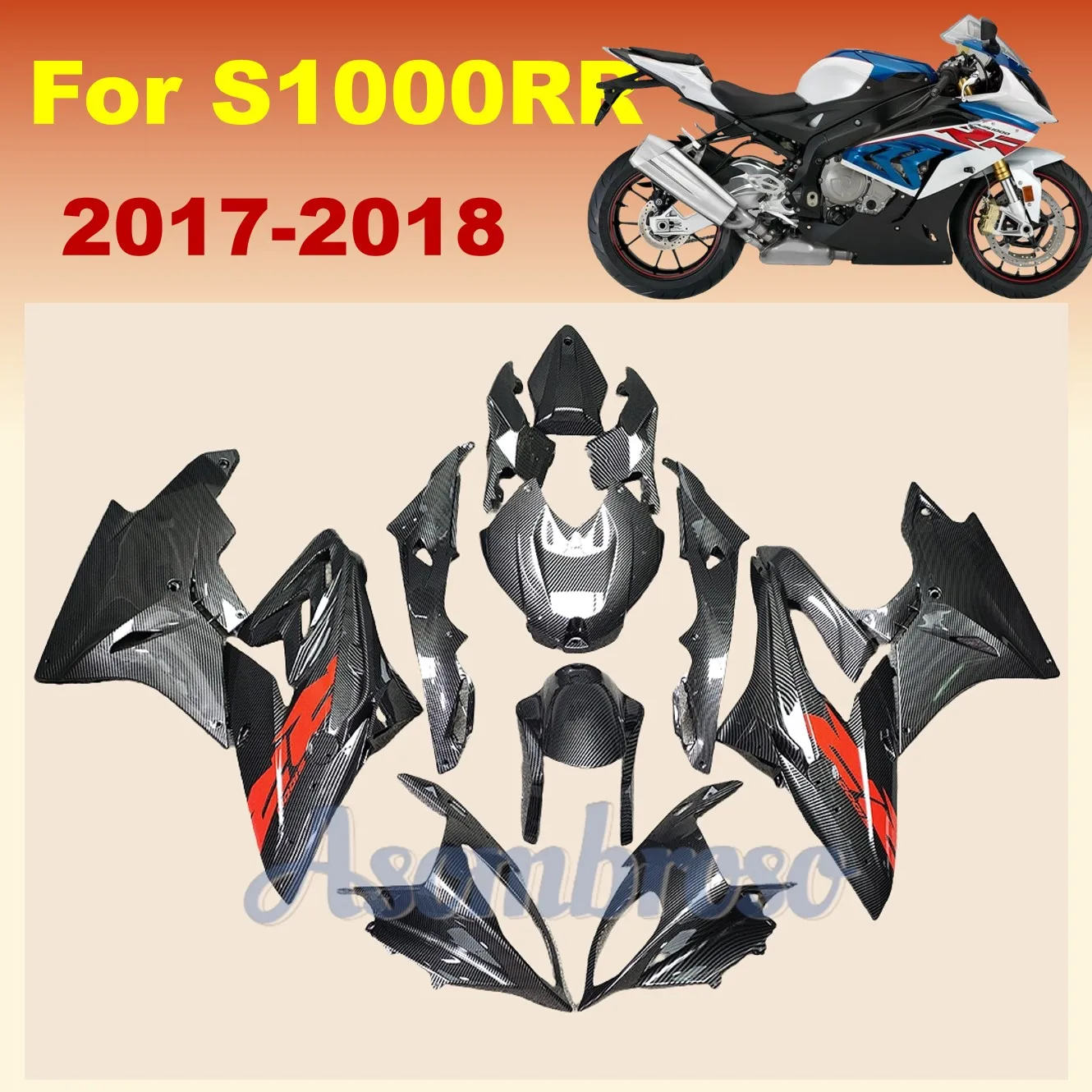 

Полный комплект обтекателей для BMW S1000RR 2017 2018 S 1000 RR S1000 RR 17 18, окрашенный углеродное волокно, комплект кузова