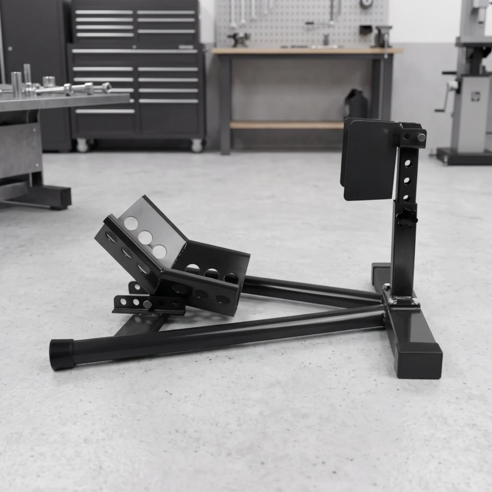 motorcycle-stand-with-adjustable-cradle-heavy-duty-front-wheel-chock-low-profile-upright-for-workshop-or-home-use