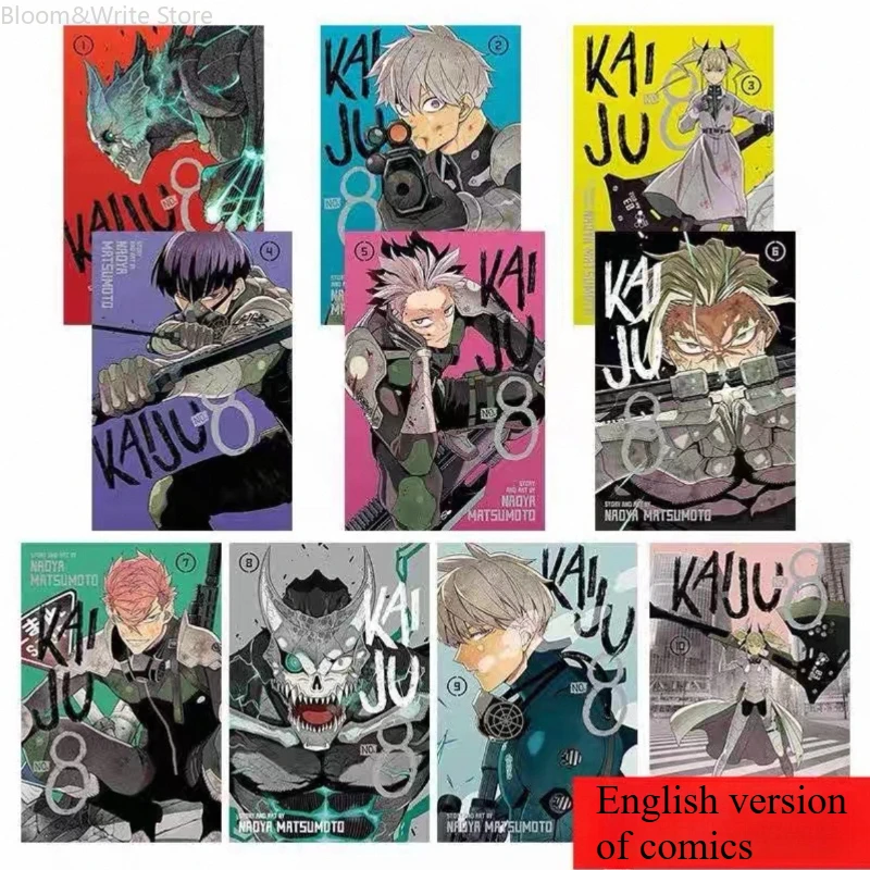 Cómics Kaiju No. 8 | Monstruo # 8 Libros de Manga Vol. 1-12 Kafka Hibino, Reno Ichikawa. Cómic de acción y aventura, versión en inglés