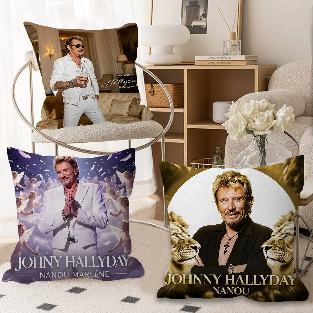 J-Johnny H-Hallyday Pillow Gift Home Office Decoration Bedroom Sofa Car Cushion Cover case 45x45