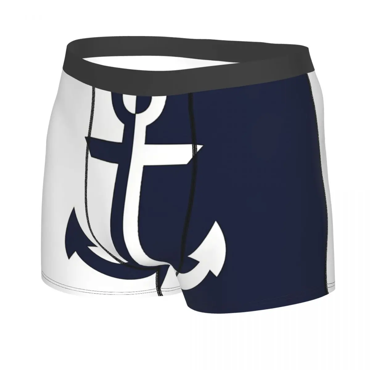 Nautical White Navy Men Boxer Briefs Underpants Anchor Highly Breathable Top Quality Birthday Gifts