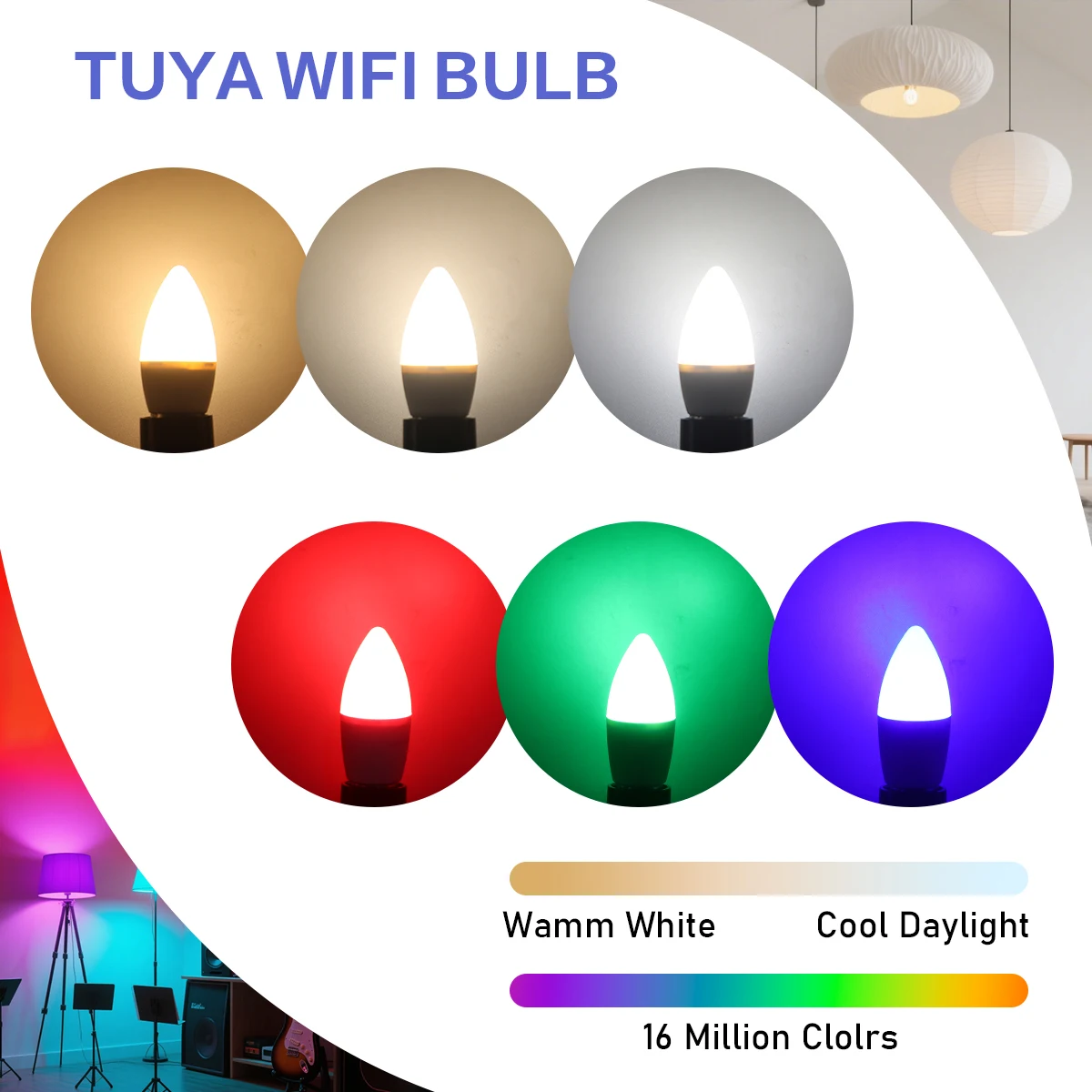 1-10 قطعة Tuya WiFi بلوتوث E14 لمبة ذكية RGBCW 85-265 فولت 6 واط LED مصباح C37 مصابيح كهربائية App التحكم الصوتي دعم أليكسا جوجل المنزل