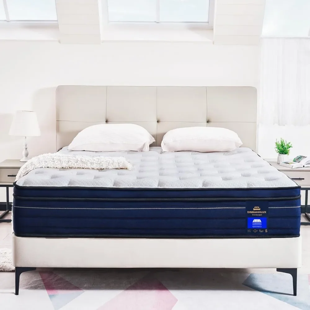 Matelas hybride en mousse à mémoire de forme, matelas Queen dans une boîte, isolation de mouvement, poche allye, instituts de pression intérieure, 14 po