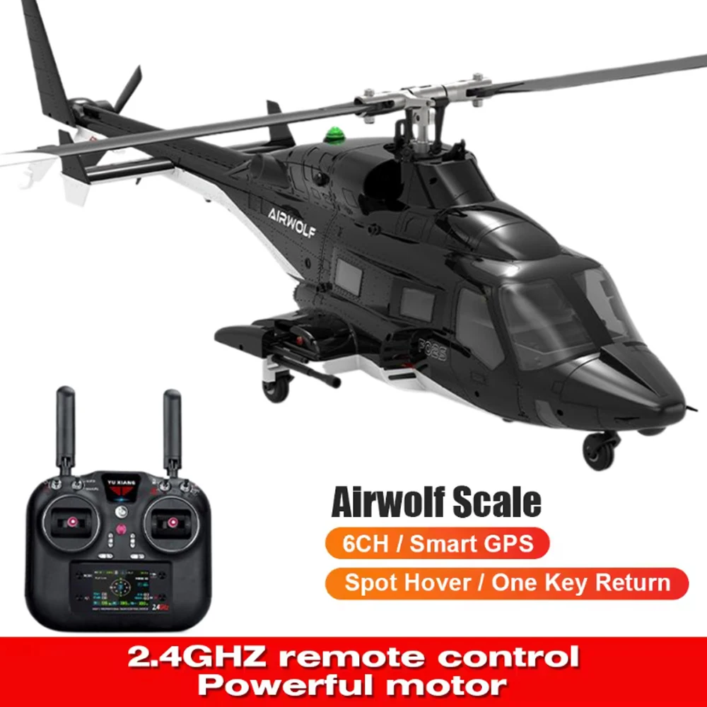 

1:34 YXZNRC FLYWING Airwolf RC Helicopter 6CH Smart GPS Remote Control Aircraft H1Flight Controller Brushless Motor Helicopter