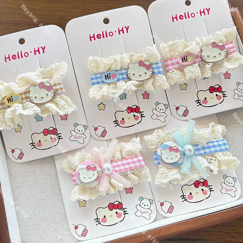

Sanrio Fashion Fresh Lace KT Cat Hairpin Sweet and Cute Girl Hairpin Side Clip Versatile Hairpin Accessories