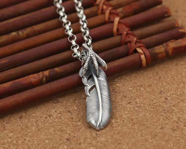 Wholesale S925 Sterling Silver Jewelry Fashion Japanese Korean Men's and Women's Retro Eagle Claw Simple Thai Silver Pendant