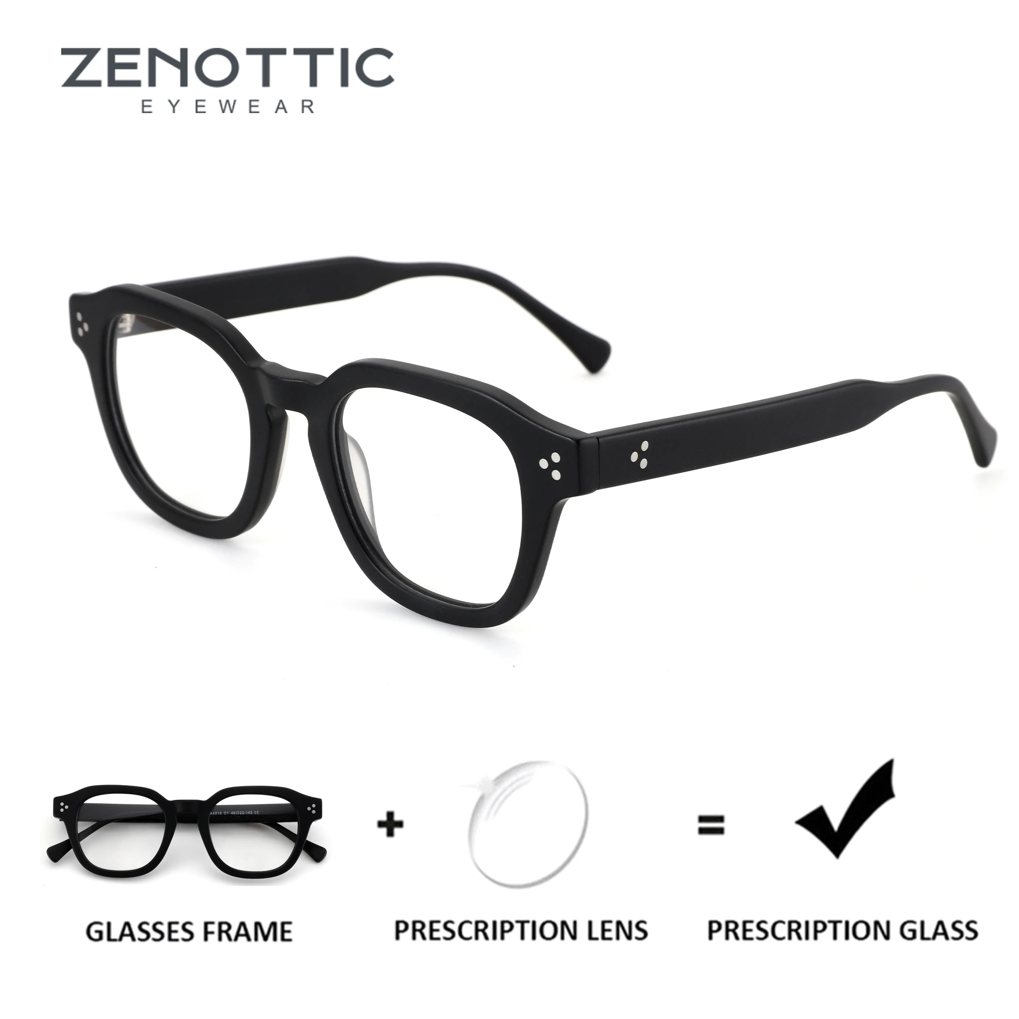 

ZENOTTIC Round Prescription Glasses Anti Blue Light/Photochromic Square Acetate Myopia/Hyperopia/Progressive Eyeglasses for Men