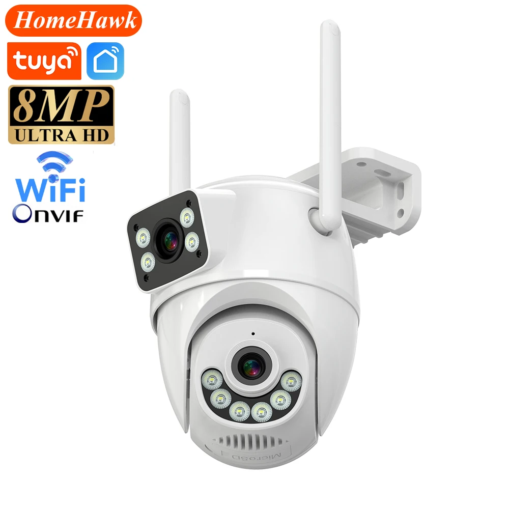 

Tuya Wifi Camera Outdoor 8MP Dual Lens Waterproof Dual Screen Security-protection Color Night Vision Surveillance CCTV Cameras
