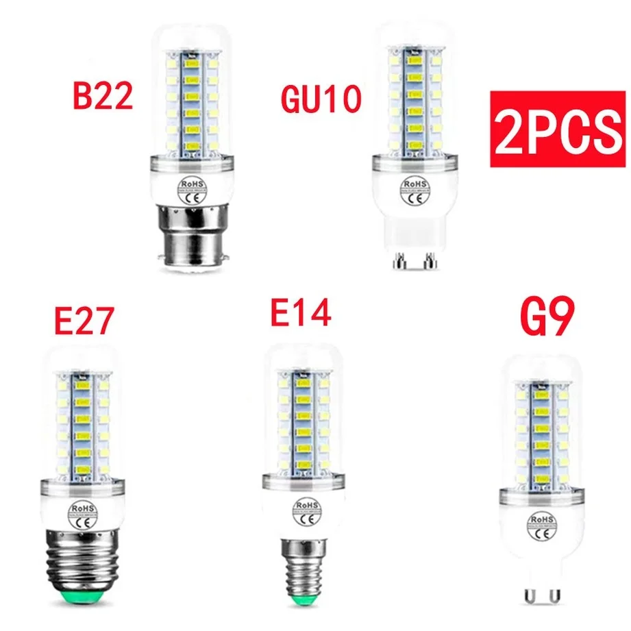 Gu10 lâmpada led e14 led vela lâmpada e27 milho lâmpada g9 led 3w 5 7 9 12 15 bombilla b22 lustre iluminação 2 peças