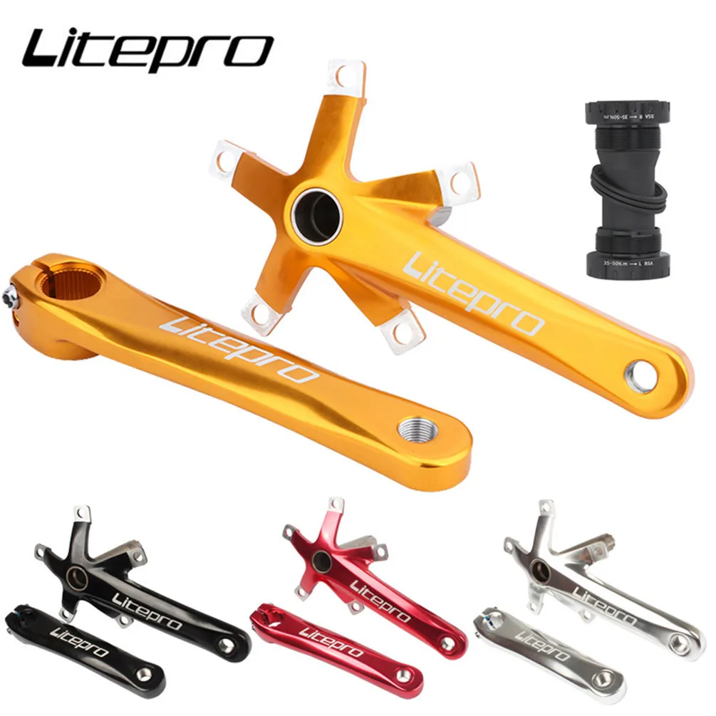 Litepro Folding Bike Crank Aluminum 170Mm Hollow Integral MTB Mountain Bike BCD 130 Crankset Tooth Plate Parts